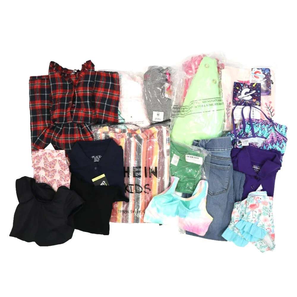 Wholesale Bulk Lot Of 17 Girls Size Medium 8/9 Mixed Season Tops Bottoms